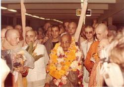 Prabhupada at Melbourne Airport Arrival 1975