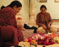 Hemagauri Madhuri making Deity garlands