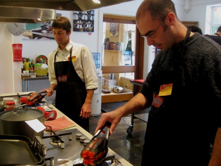 Andrew and Gary roasting peppers: 