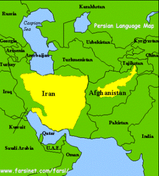 map of persian language: