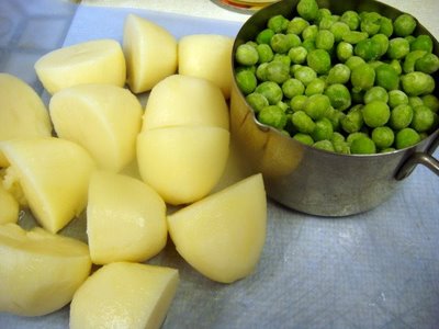 potato and peas: 