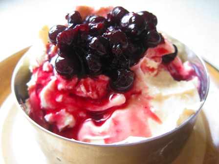 vanilla sorbet with blackcurrants: 
